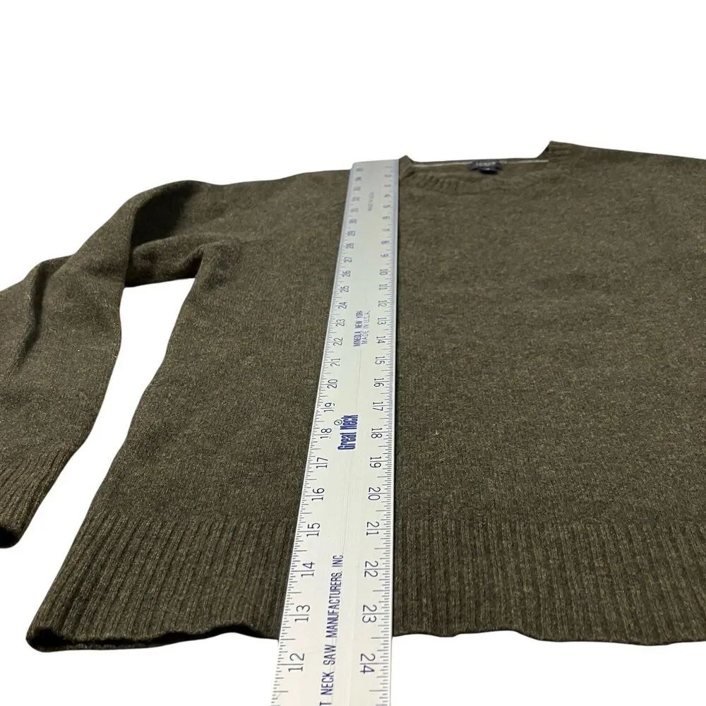 J Crew Sweater Mens M Green Lambs Wool Crewneck Raglan Pullover Knit‎ Minimalist